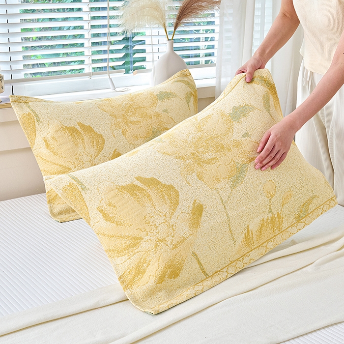 91家纺网 家纺一手货源 找家纺 棠薇家纺 2025新款纯棉枕巾一对装男生100全棉枕头巾防头油轻奢高级感棉麻手感 郁金香