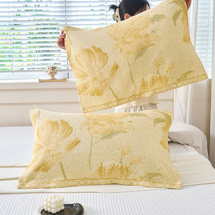 91家纺网 家纺一手货源 找家纺 棠薇家纺 2025新款纯棉枕巾一对装男生100全棉枕头巾防头油轻奢高级感棉麻手感 郁金香