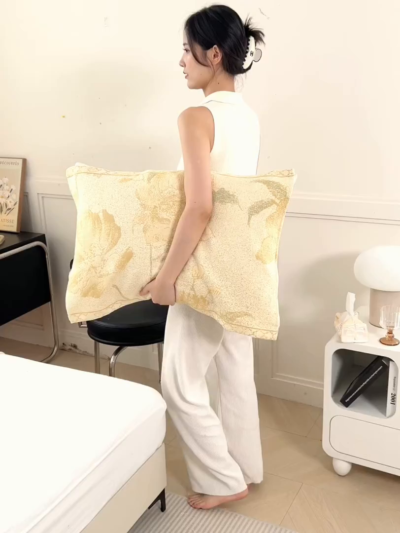 91家纺网 家纺一手货源 找家纺 棠薇家纺 2025新款纯棉枕巾一对装男生100全棉枕头巾防头油轻奢高级感棉麻手感 郁金香