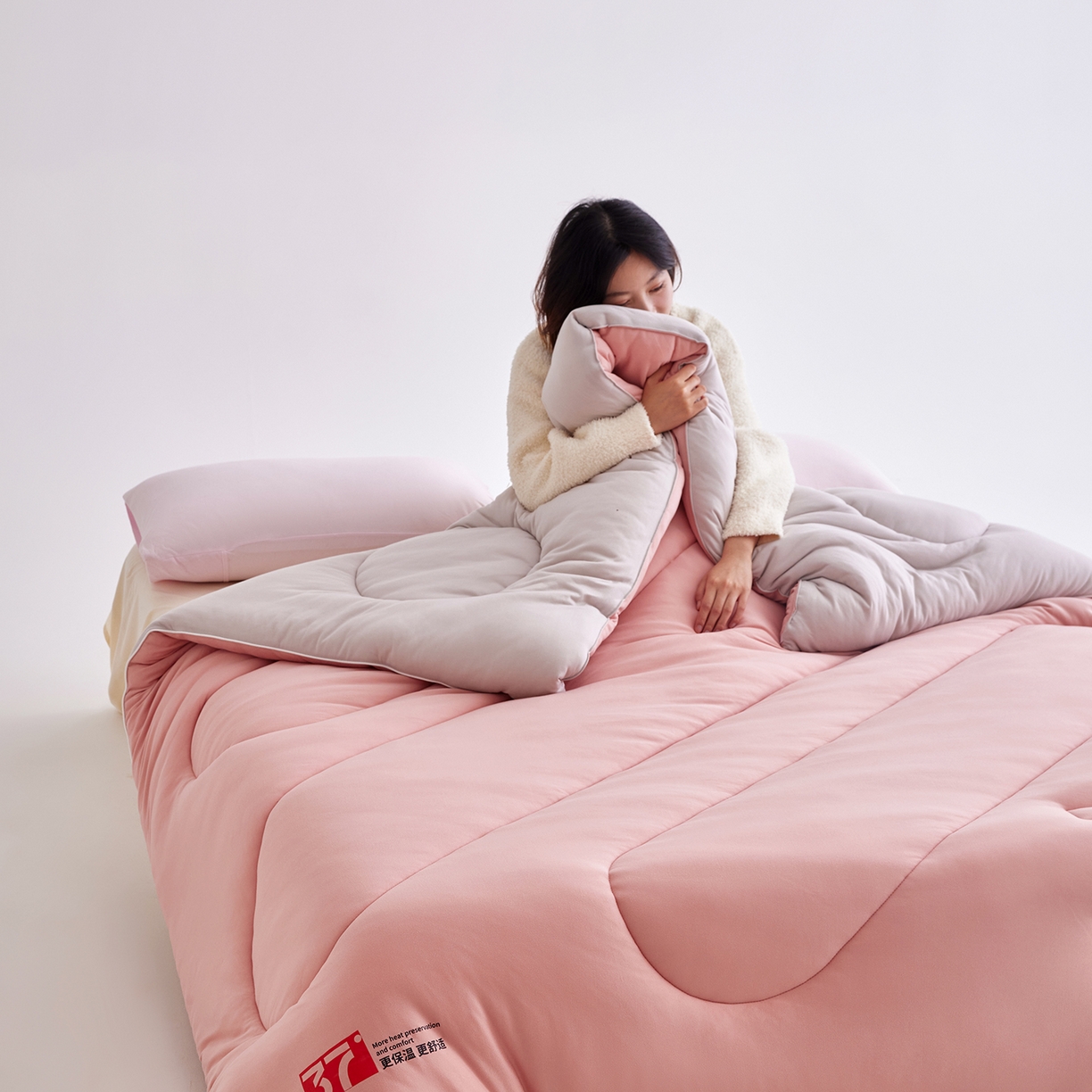 91家纺网 家纺一手货源 找家纺 安莱生活 2025新品37度恒温被被子被芯-风格二 恒温被-豆沙