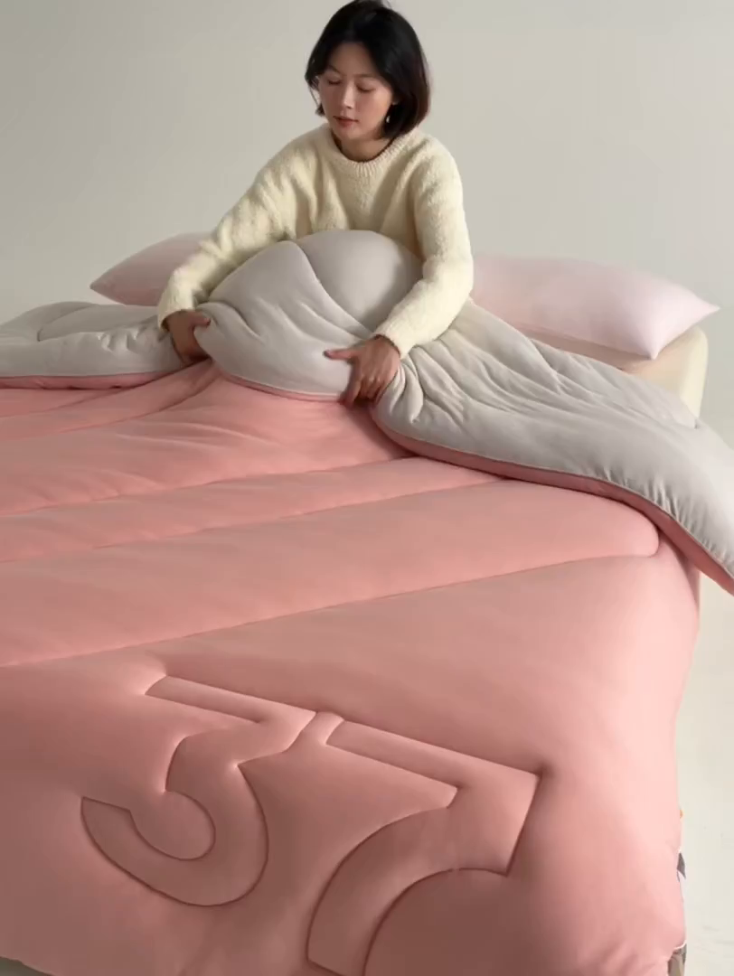 91家纺网 家纺一手货源 找家纺 安莱生活 2025新品37度恒温被被子被芯-风格二 恒温被-豆沙