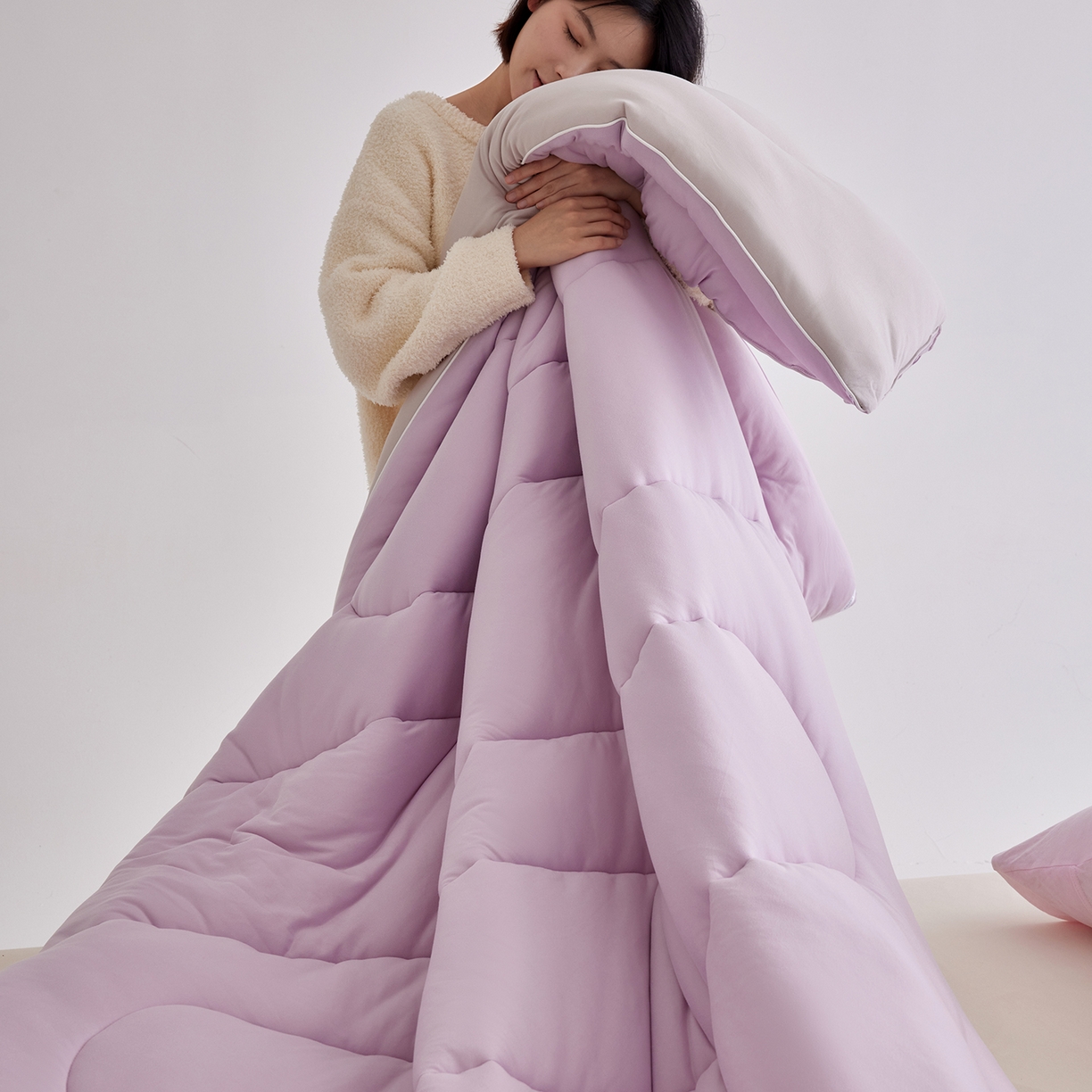 91家纺网 家纺一手货源 找家纺 安莱生活 2025新品37度恒温被被子被芯-风格二 恒温被-紫