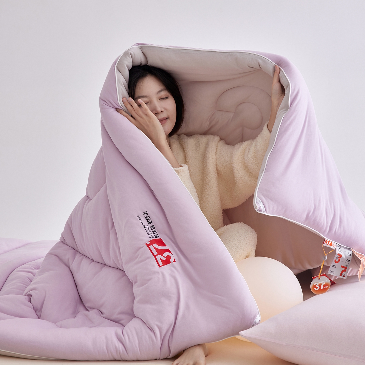 91家纺网 家纺一手货源 找家纺 安莱生活 2025新品37度恒温被被子被芯-风格二 恒温被-紫