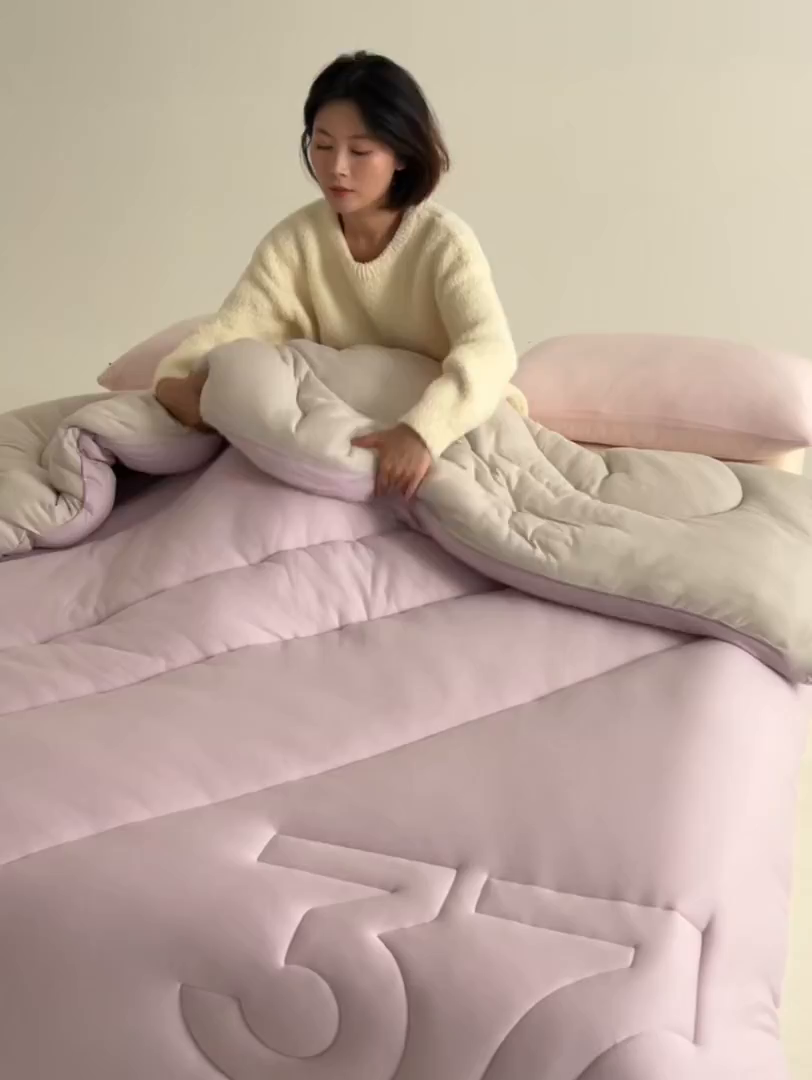 91家纺网 家纺一手货源 找家纺 安莱生活 2025新品37度恒温被被子被芯-风格二 恒温被-紫