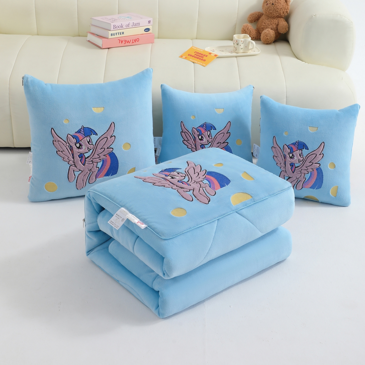 照世家纺 2025新款小马宝莉抗菌棉抱枕被（低于零售价的链接 一经发现直接投诉下架 感谢大家的支持 控价是优惠券后不能低于40的89