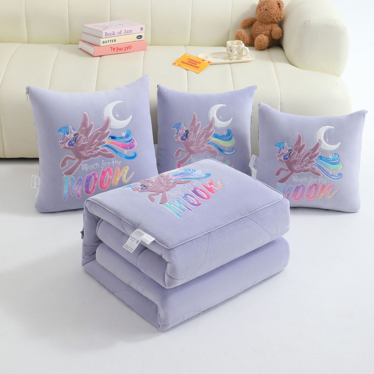 照世家纺 2025新款小马宝莉抗菌棉抱枕被（低于零售价的链接 一经发现直接投诉下架 感谢大家的支持 控价是优惠券后不能低于40的89