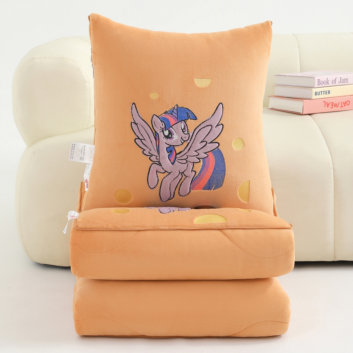 91家纺网 家纺一手货源 找家纺 照世家纺 2025新款小马宝莉抗菌棉抱枕被（低于零售价的链接 一经发现直接投诉下架 感谢大家的支持 控价是优惠券后不能低于40的89,45的109,50的139） 紫悦-橙色