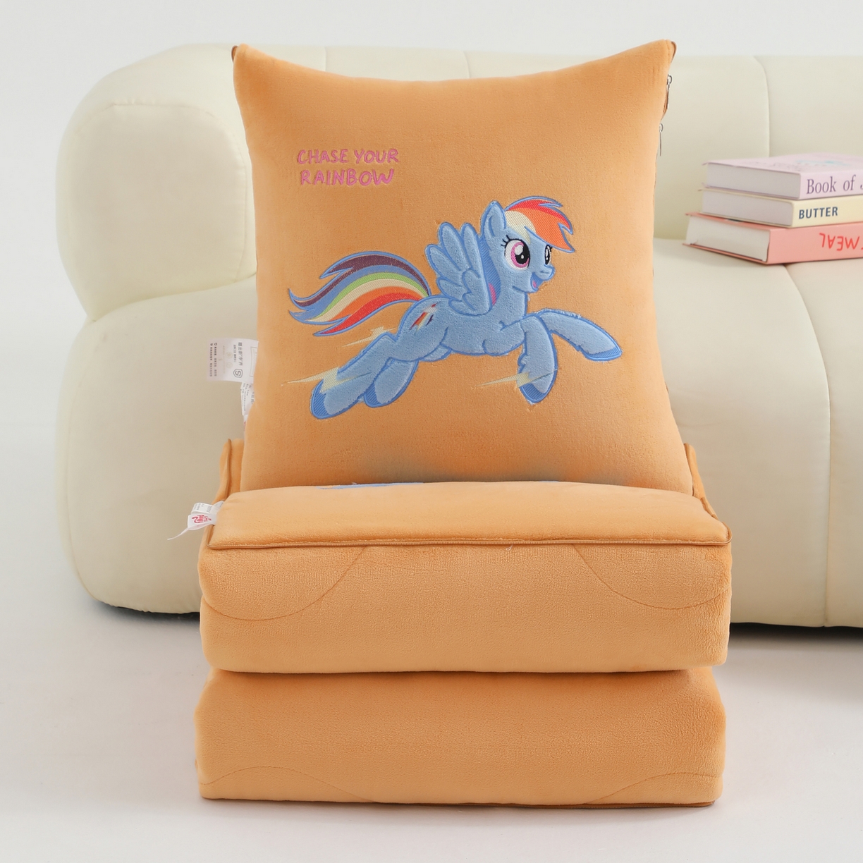 91家纺网 家纺一手货源 找家纺 照世家纺 2025新款小马宝莉抗菌棉抱枕被（低于零售价的链接 一经发现直接投诉下架 感谢大家的支持 控价是优惠券后不能低于40的89,45的109,50的139） 云宝-橙色