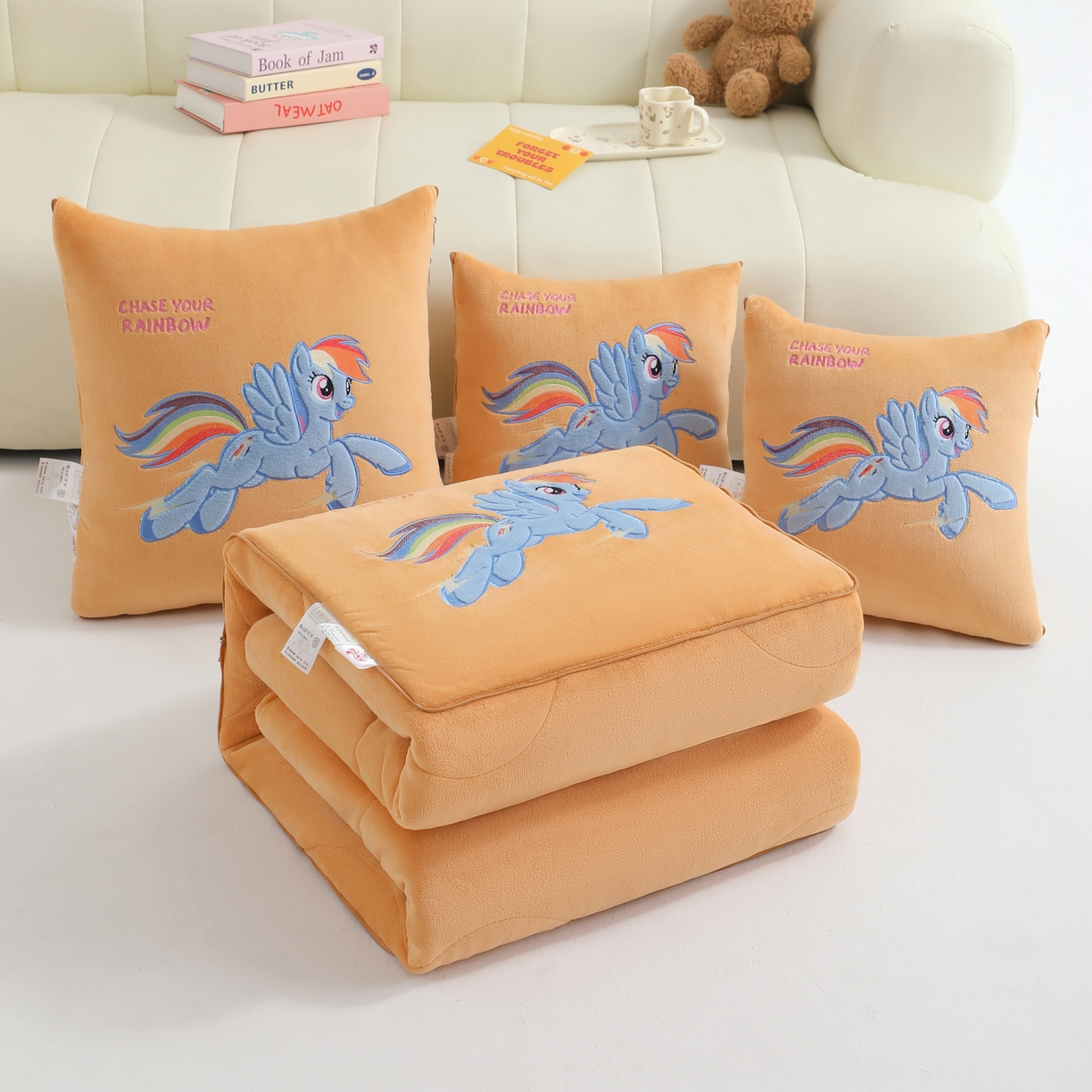 照世家纺 2025新款小马宝莉抗菌棉抱枕被（低于零售价的链接 一经发现直接投诉下架 感谢大家的支持 控价是优惠券后不能低于40的89