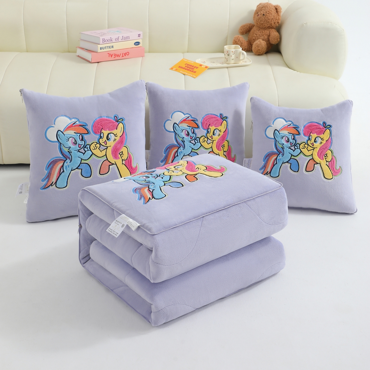 照世家纺 2025新款小马宝莉抗菌棉抱枕被（低于零售价的链接 一经发现直接投诉下架 感谢大家的支持 控价是优惠券后不能低于40的89