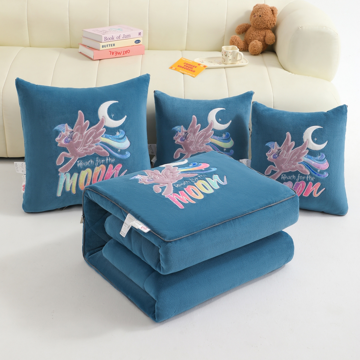 照世家纺 2025新款小马宝莉抗菌棉抱枕被（低于零售价的链接 一经发现直接投诉下架 感谢大家的支持 控价是优惠券后不能低于40的89