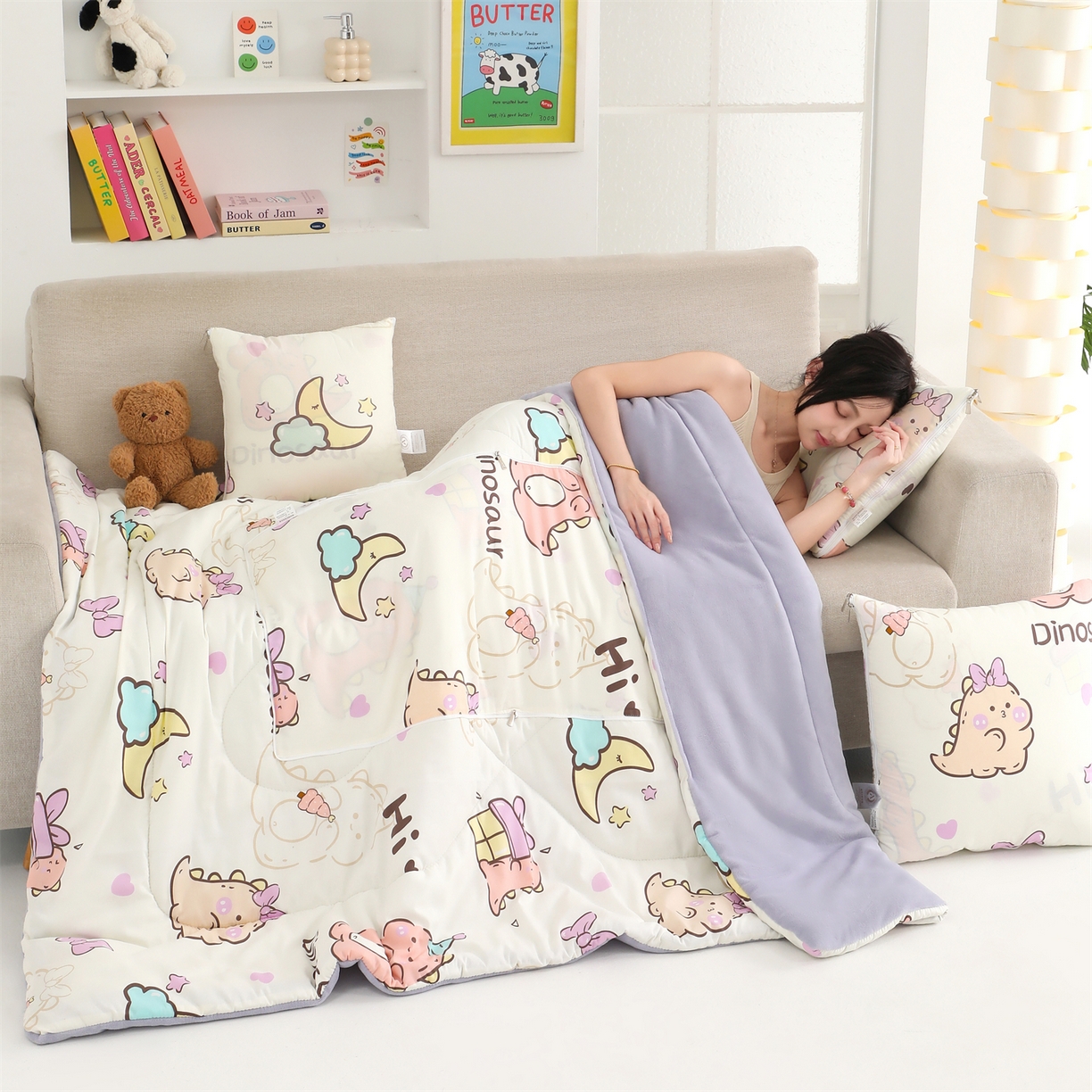 91家纺网 家纺一手货源 找家纺 照世家纺 2025新款棉加绒抱枕被（控价低于零售价的链接 一经发现直接投诉下架 感谢大家的支持 控价是优惠券后不能低于40的68 45的99 50的139） 淘气萌龙