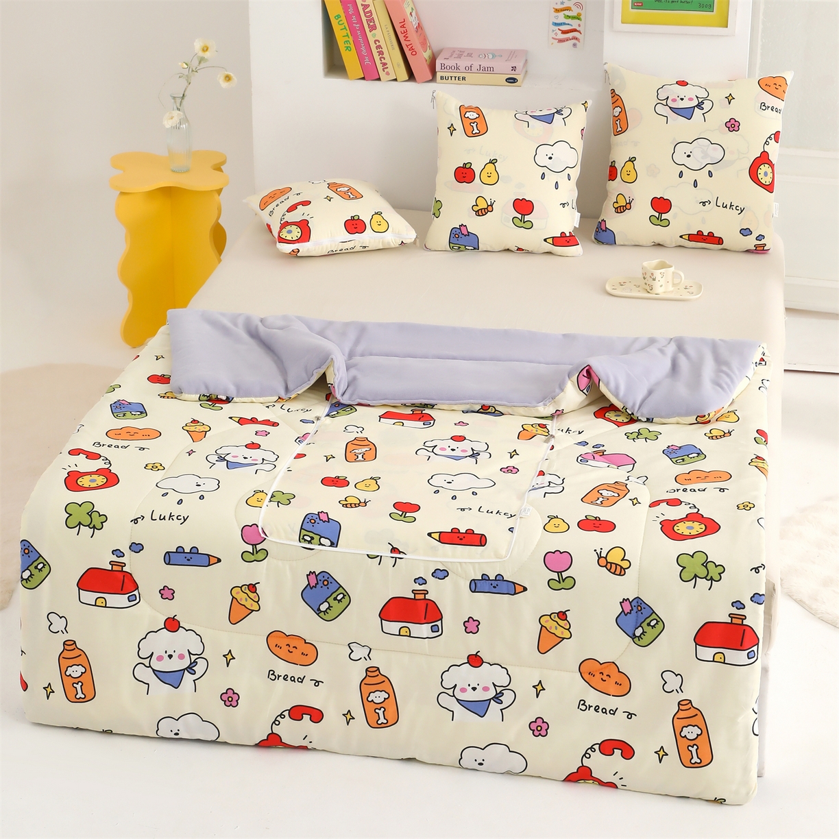 91家纺网 家纺一手货源 找家纺 照世家纺 2025新款棉加绒抱枕被（控价低于零售价的链接 一经发现直接投诉下架 感谢大家的支持 控价是优惠券后不能低于40的68 45的99 50的139） 涂鸦乐园