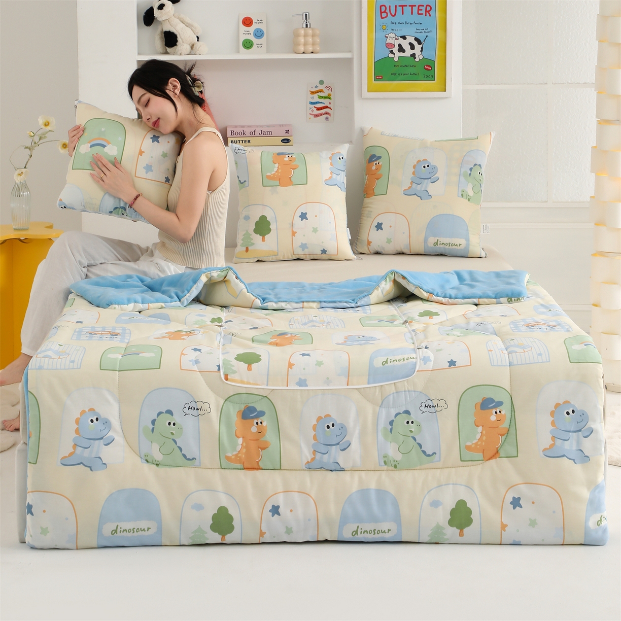 91家纺网 家纺一手货源 找家纺 照世家纺 2025新款棉加绒抱枕被（控价低于零售价的链接 一经发现直接投诉下架 感谢大家的支持 控价是优惠券后不能低于40的68 45的99 50的139） 童龙记