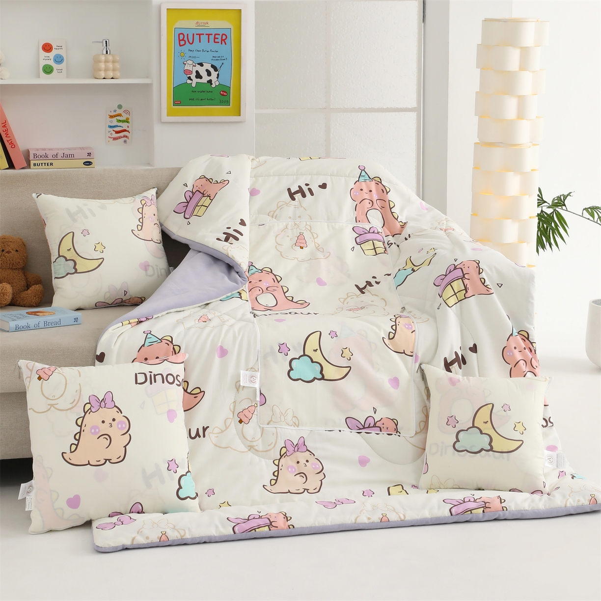 91家纺网 家纺一手货源 找家纺 照世家纺 2025新款棉加绒抱枕被（控价低于零售价的链接 一经发现直接投诉下架 感谢大家的支持 控价是优惠券后不能低于40的68 45的99 50的139） 淘气萌龙