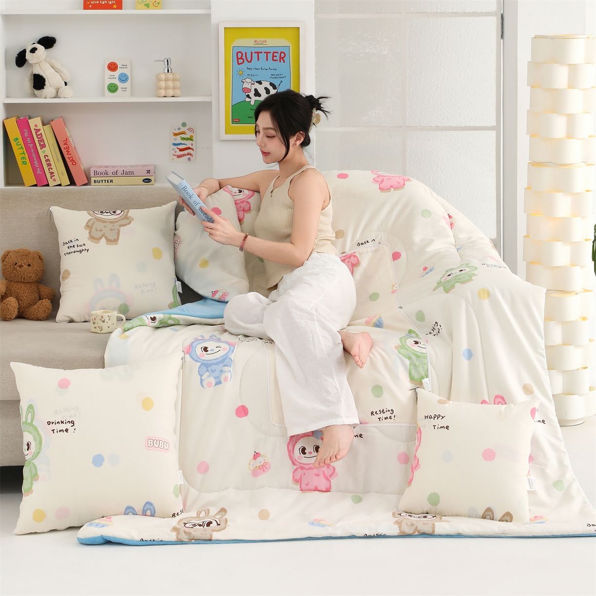 91家纺网 家纺一手货源 找家纺 照世家纺 2025新款棉加绒抱枕被（控价低于零售价的链接 一经发现直接投诉下架 感谢大家的支持 控价是优惠券后不能低于40的68 45的99 50的139） 彩萌布布