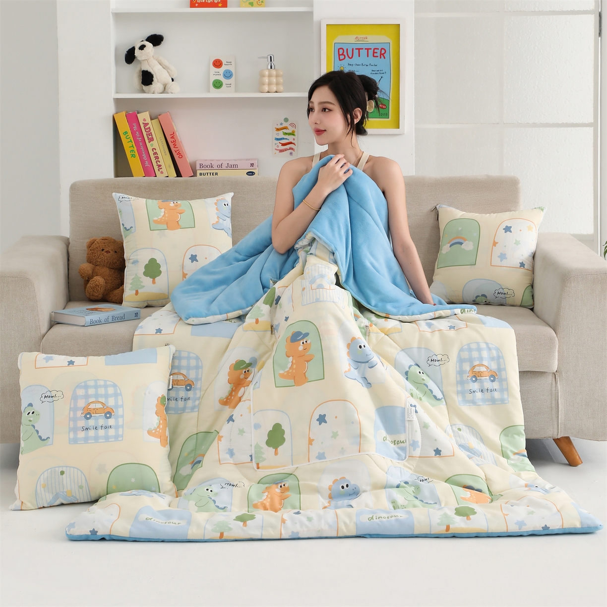 91家纺网 家纺一手货源 找家纺 照世家纺 2025新款棉加绒抱枕被（控价低于零售价的链接 一经发现直接投诉下架 感谢大家的支持 控价是优惠券后不能低于40的68 45的99 50的139） 童龙记