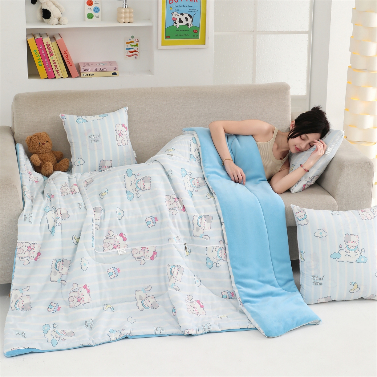 91家纺网 家纺一手货源 找家纺 照世家纺 2025新款棉加绒抱枕被（控价低于零售价的链接 一经发现直接投诉下架 感谢大家的支持 控价是优惠券后不能低于40的68 45的99 50的139） 喵咕酱