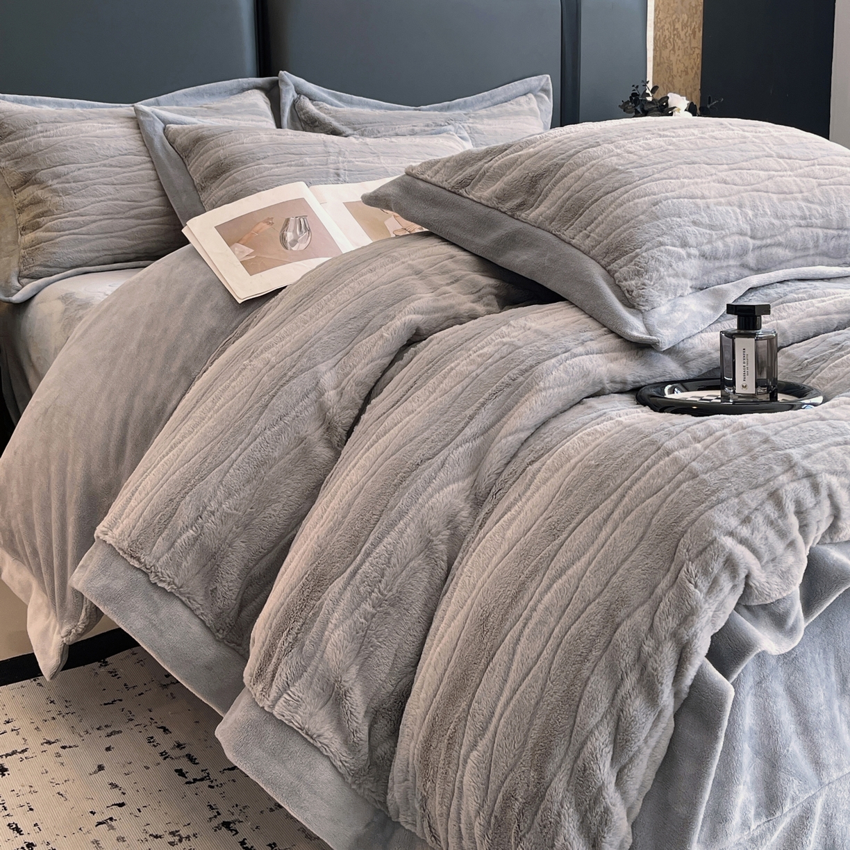 91家纺网 家纺一手货源 找家纺 （总）春皖家纺 2025新款波浪兔毛绒牛奶绒四件套-冬日暖阳