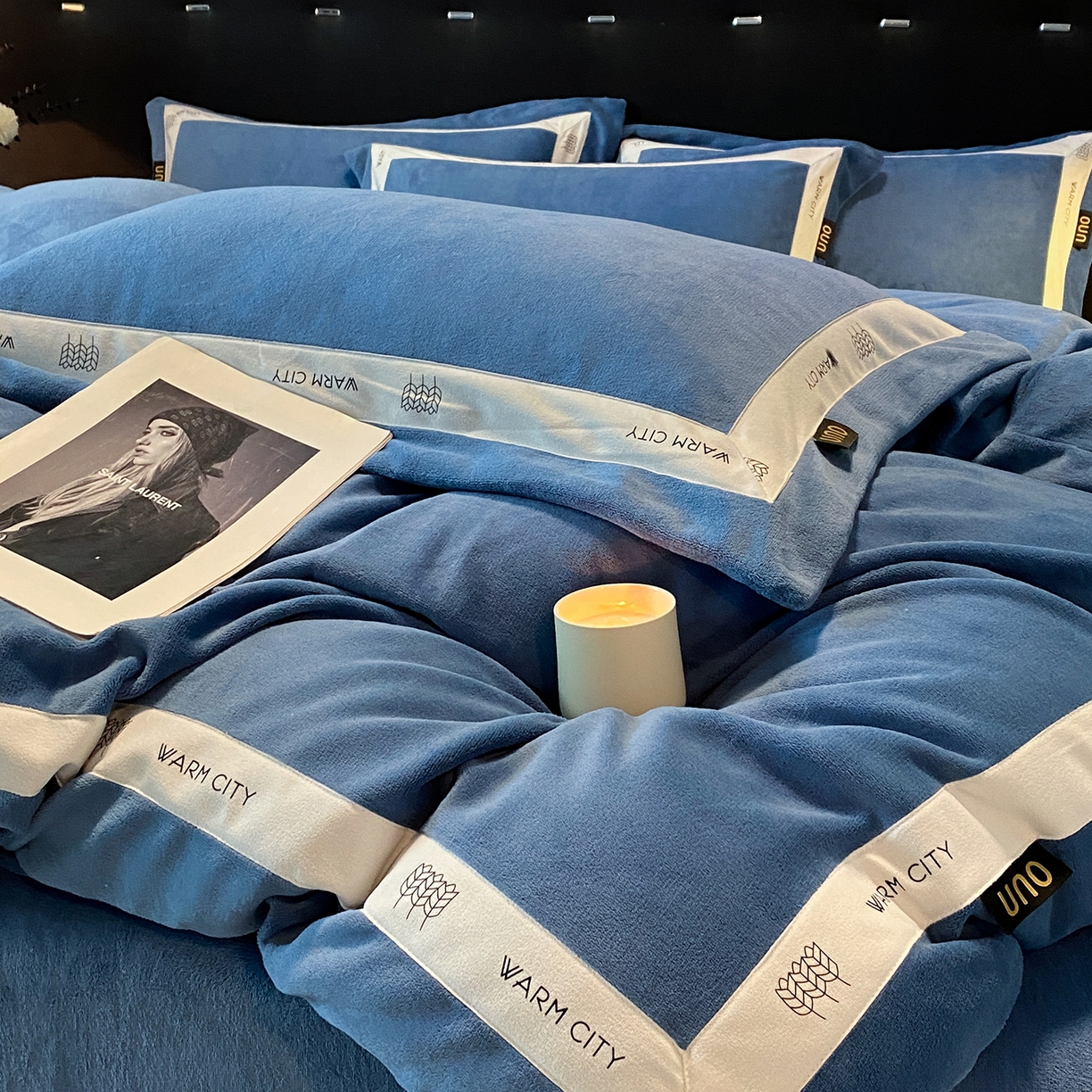 91家纺网 家纺一手货源 找家纺 （总）吾诺家居 吾诺 2025 织带款牛奶绒四件套 纯色牛奶绒套件 - 格调系列