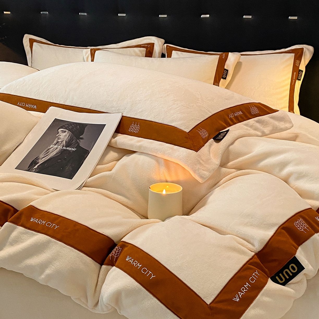 91家纺网 家纺一手货源 找家纺 （总）吾诺家居 吾诺 2025 织带款牛奶绒四件套 纯色牛奶绒套件 - 格调系列