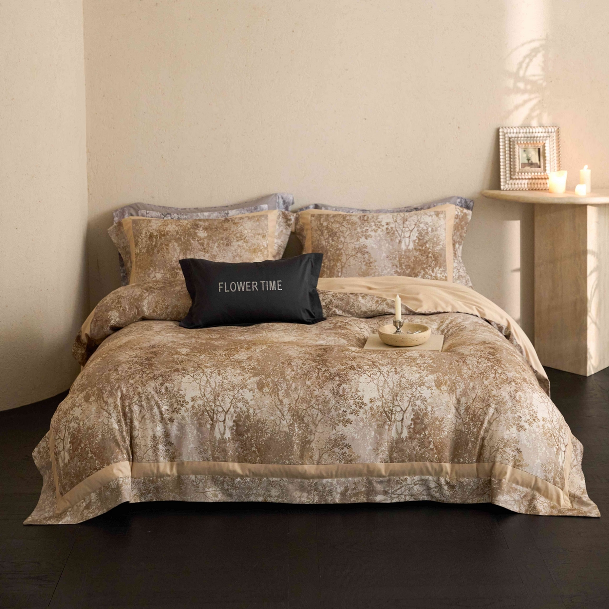 91家纺网 家纺一手货源 找家纺 花时间 2025新款全棉纯棉超柔磨毛四件套-挪威森林 挪威森林-曲奇