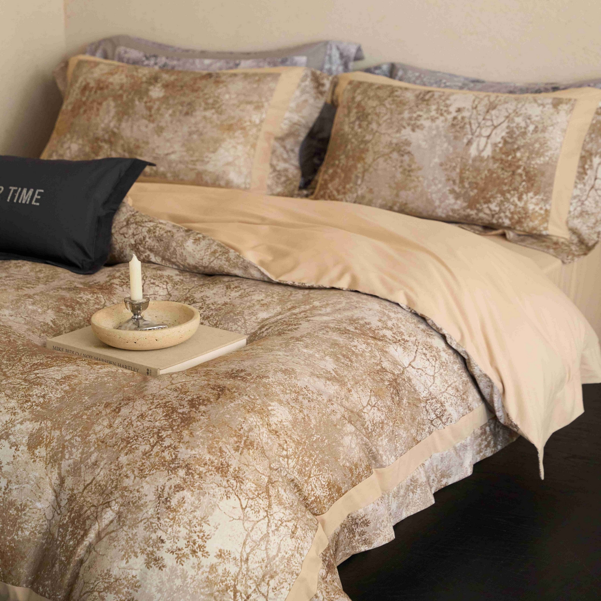 91家纺网 家纺一手货源 找家纺 花时间 2025新款全棉纯棉超柔磨毛四件套-挪威森林 挪威森林-曲奇