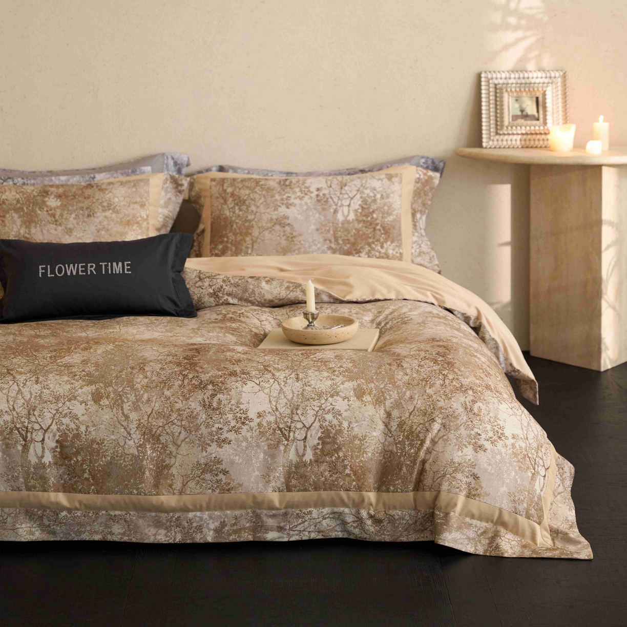 花时间 2025新款全棉纯棉超柔磨毛四件套-挪威森林 挪威森林-曲奇