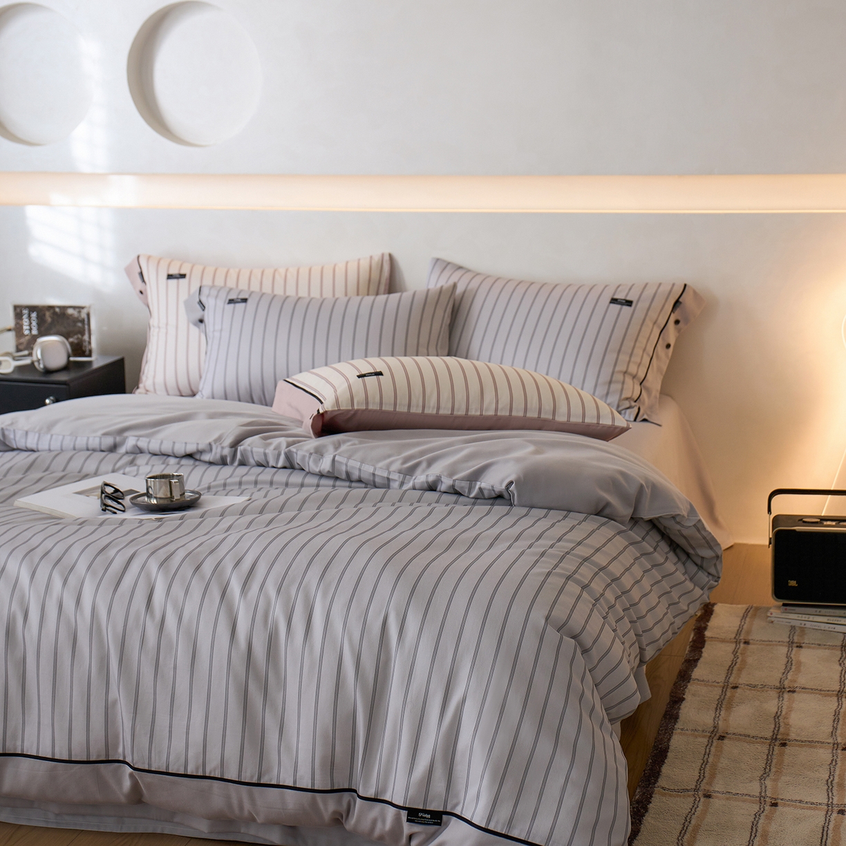 91家纺网 家纺一手货源 找家纺 安莱生活 2025新品天丝棉磨毛四件套-温煦系列 温煦-灰