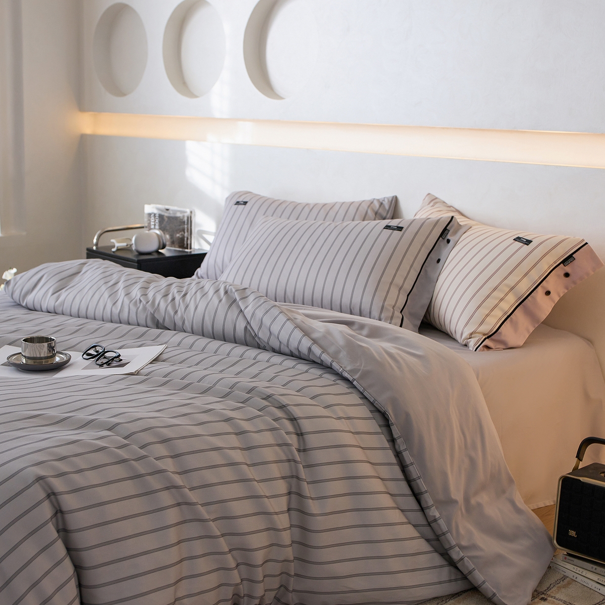 91家纺网 家纺一手货源 找家纺 安莱生活 2025新品天丝棉磨毛四件套-温煦系列 温煦-灰