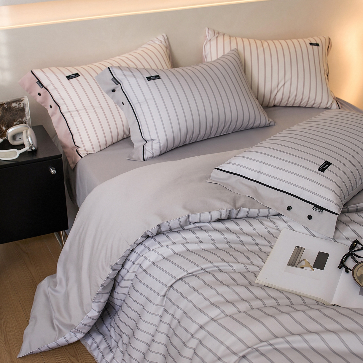 91家纺网 家纺一手货源 找家纺 安莱生活 2025新品天丝棉磨毛四件套-温煦系列 温煦-灰