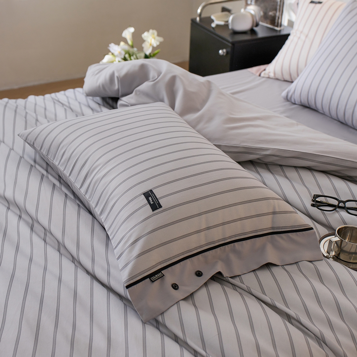 91家纺网 家纺一手货源 找家纺 安莱生活 2025新品天丝棉磨毛四件套-温煦系列 温煦-灰