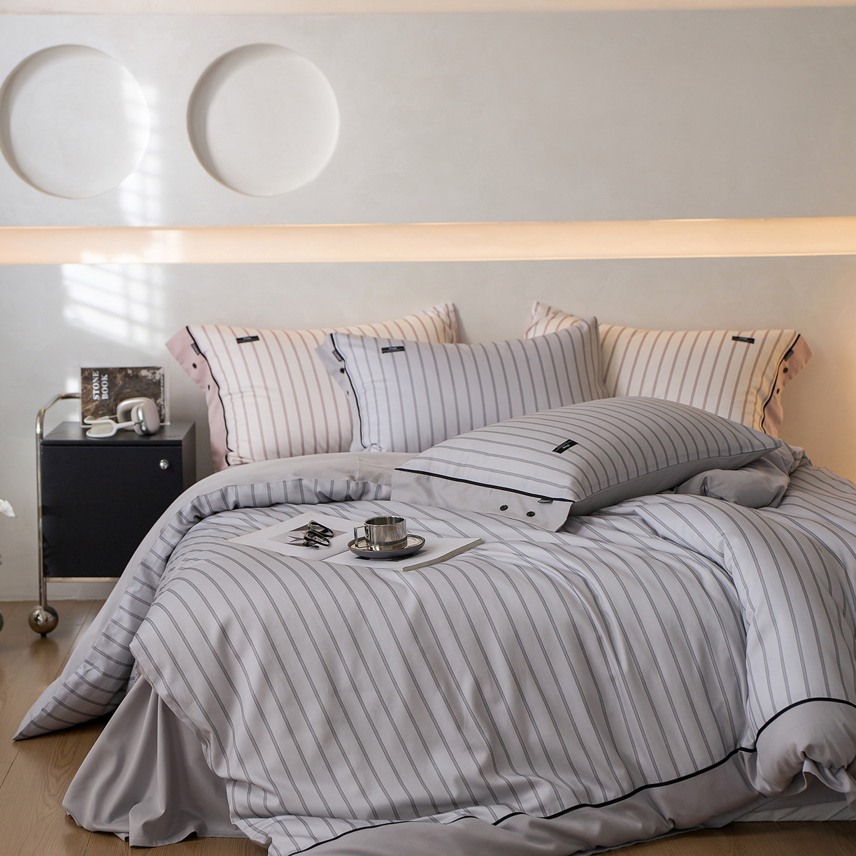 91家纺网 家纺一手货源 找家纺 安莱生活 2025新品天丝棉磨毛四件套-温煦系列 温煦-灰