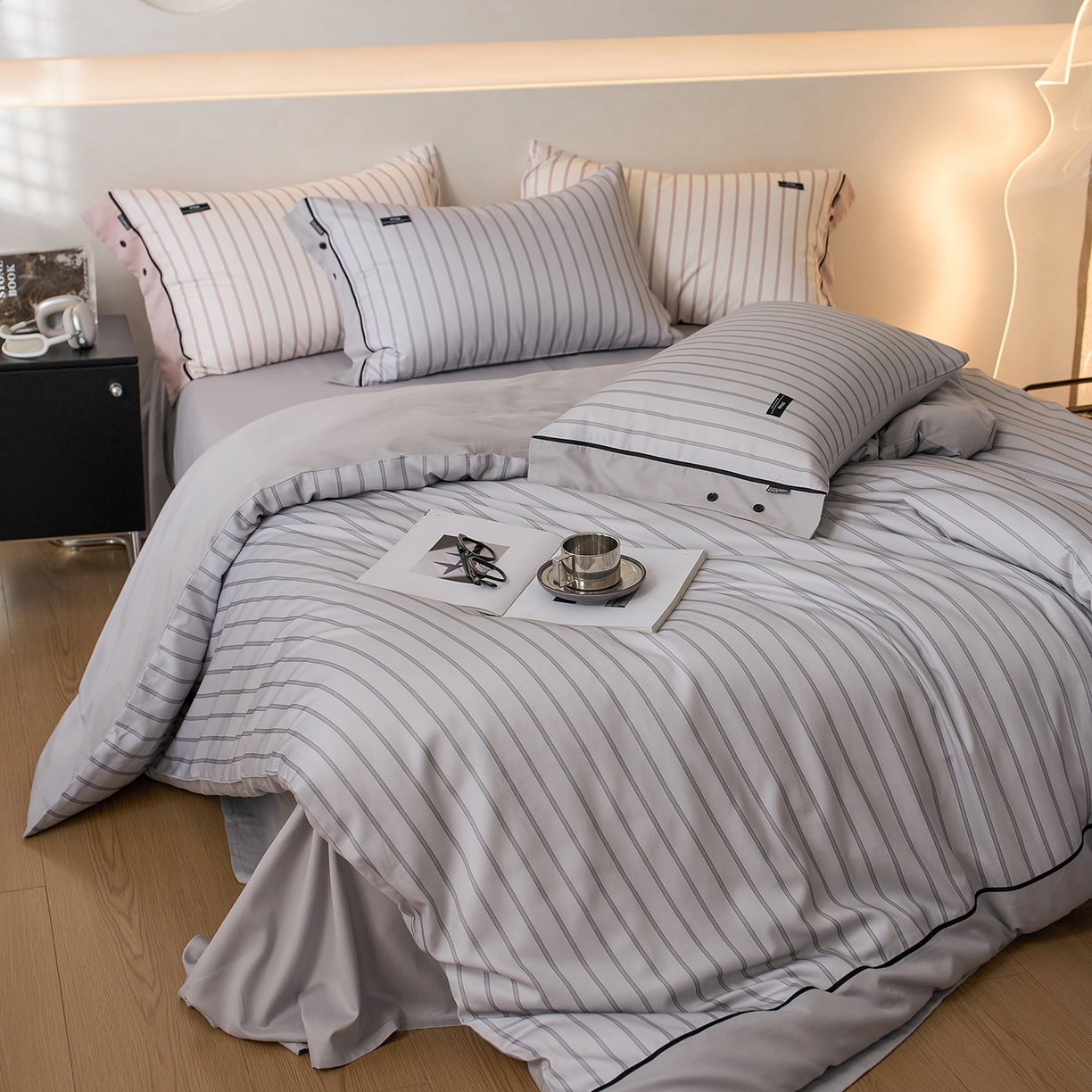 91家纺网 家纺一手货源 找家纺 安莱生活 2025新品天丝棉磨毛四件套-温煦系列 温煦-灰