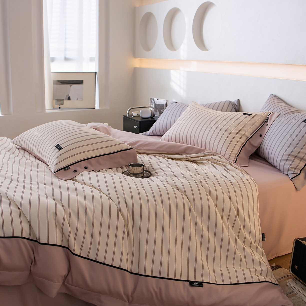 91家纺网 家纺一手货源 找家纺 安莱生活 2025新品天丝棉磨毛四件套-温煦系列 温煦-紫