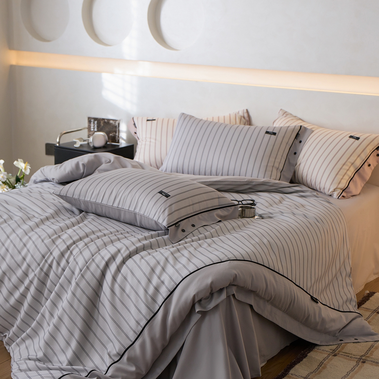 91家纺网 家纺一手货源 找家纺 安莱生活 2025新品天丝棉磨毛四件套-温煦系列 温煦-灰