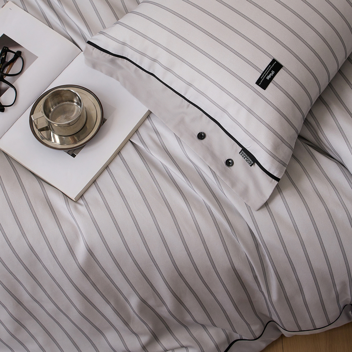 91家纺网 家纺一手货源 找家纺 安莱生活 2025新品天丝棉磨毛四件套-温煦系列 温煦-灰