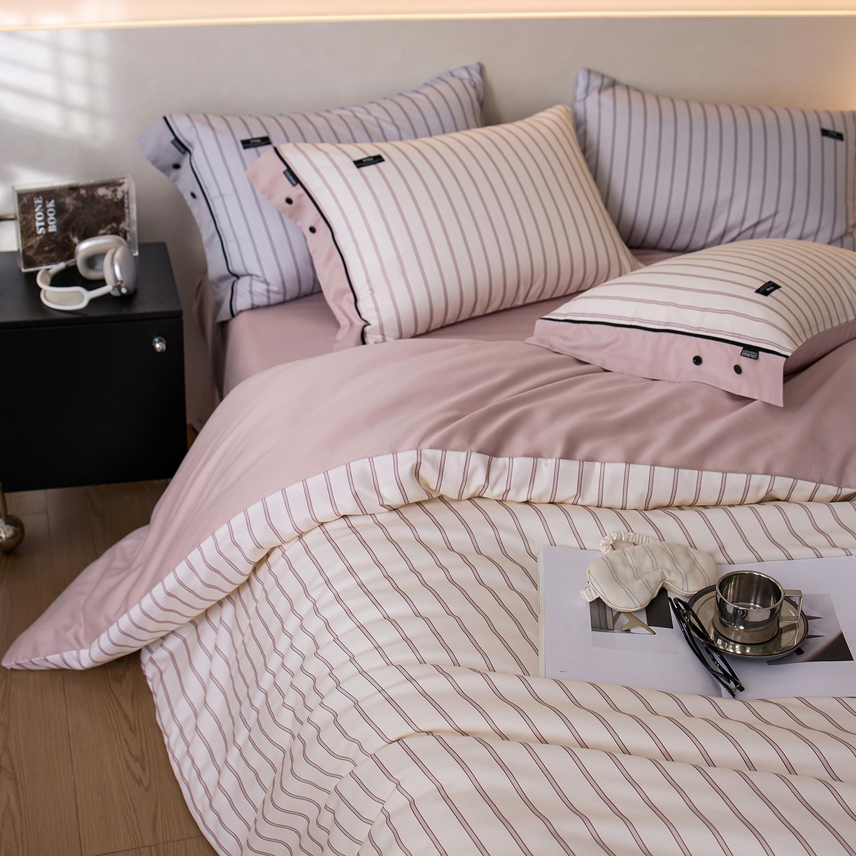 91家纺网 家纺一手货源 找家纺 安莱生活 2025新品天丝棉磨毛四件套-温煦系列 温煦-紫