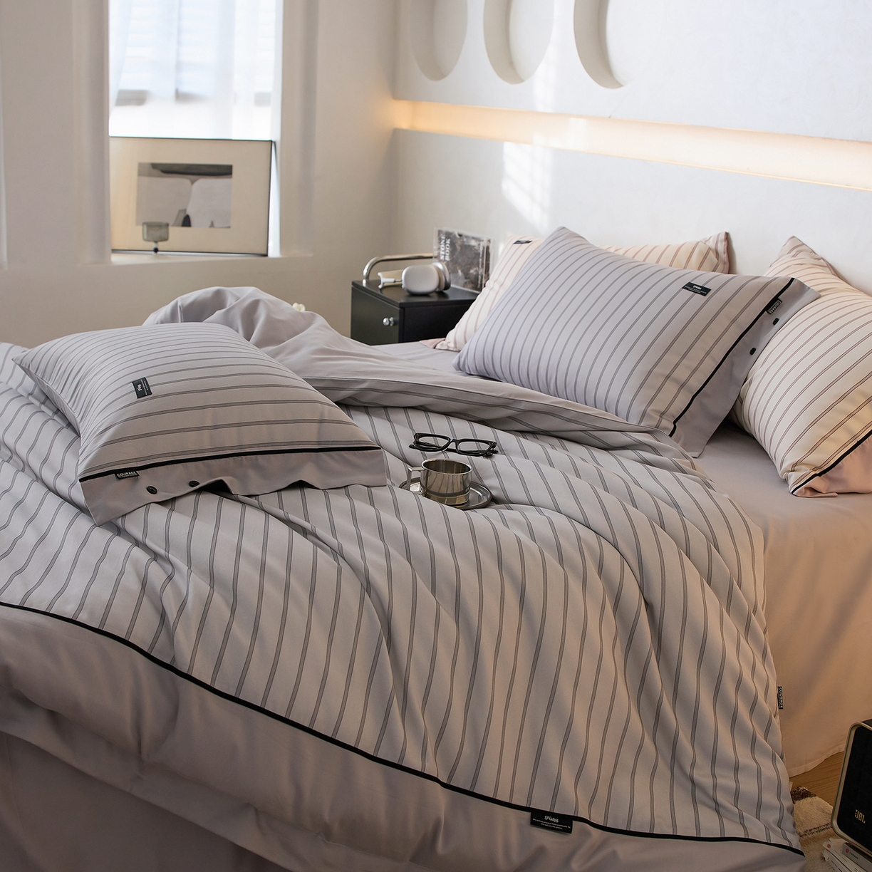 91家纺网 家纺一手货源 找家纺 安莱生活 2025新品天丝棉磨毛四件套-温煦系列 温煦-灰