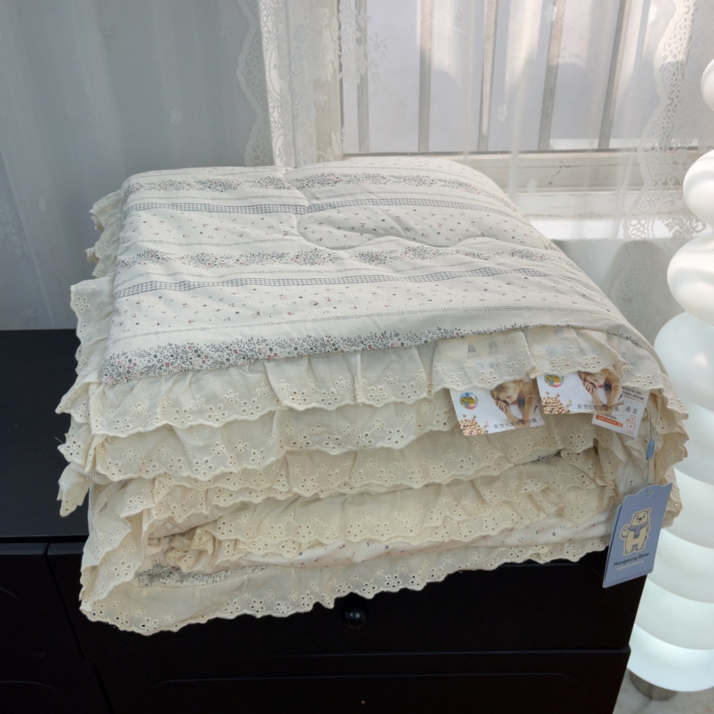 暖居 2025新款纯棉花边款春秋豆豆被四季通用 布兰格