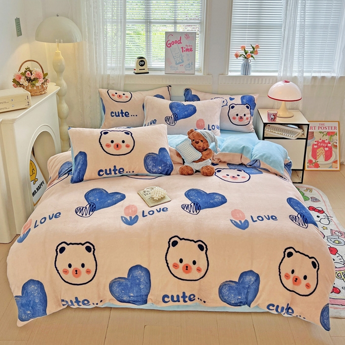 91家纺网 家纺一手货源 找家纺 （总）维娜斯家纺 2025新款牛奶绒印花四件套加厚保暖