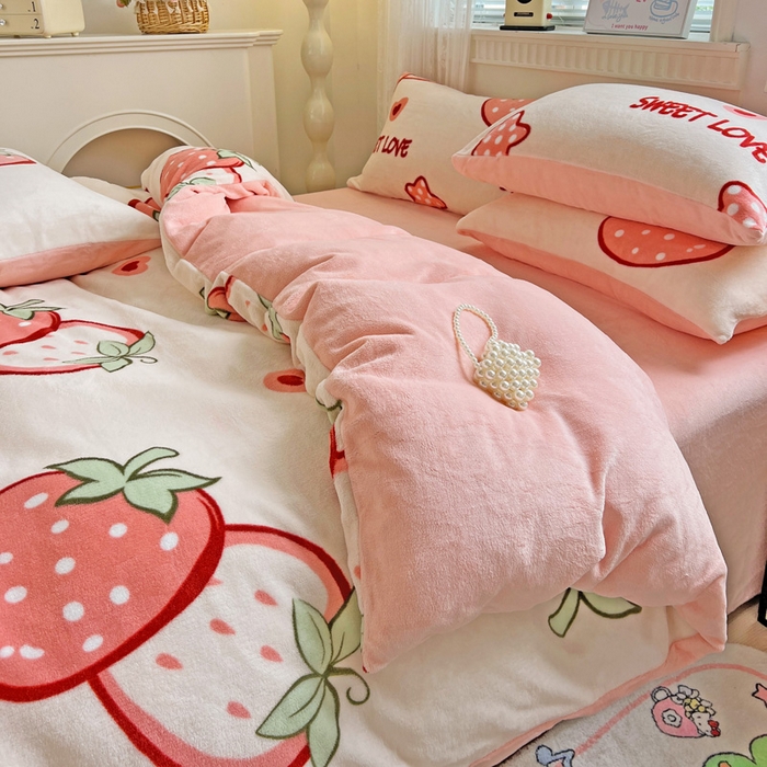 91家纺网 家纺一手货源 找家纺 （总）维娜斯家纺 2025新款牛奶绒印花四件套加厚保暖