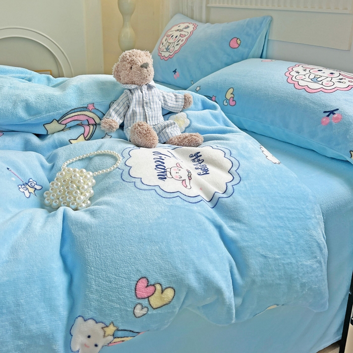 91家纺网 家纺一手货源 找家纺 维娜斯家纺 2025新款牛奶绒印花四件套加厚保暖 萌萌哈奇