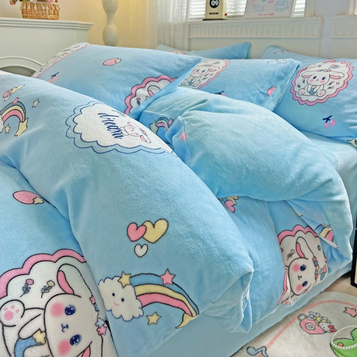 91家纺网 家纺一手货源 找家纺 维娜斯家纺 2025新款牛奶绒印花四件套加厚保暖 萌萌哈奇