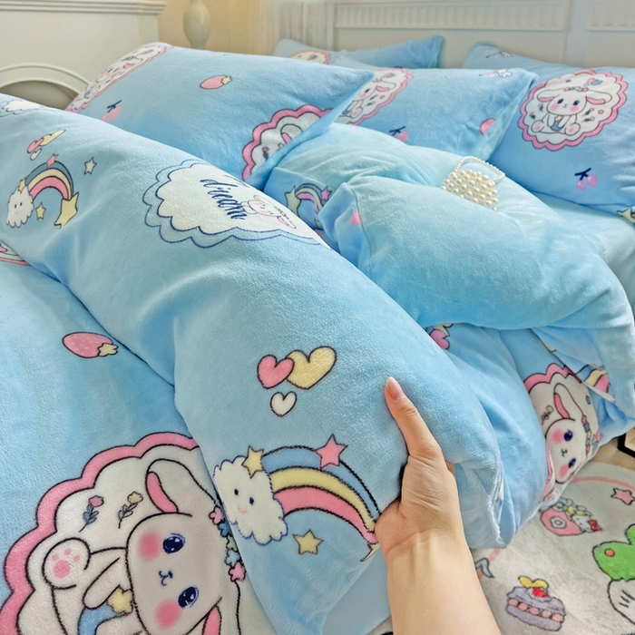 91家纺网 家纺一手货源 找家纺 维娜斯家纺 2025新款牛奶绒印花四件套加厚保暖 萌萌哈奇