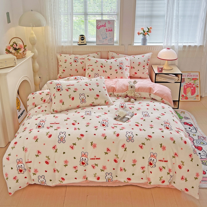 维娜斯家纺 2025新款牛奶绒印花四件套加厚保暖 花语岚山