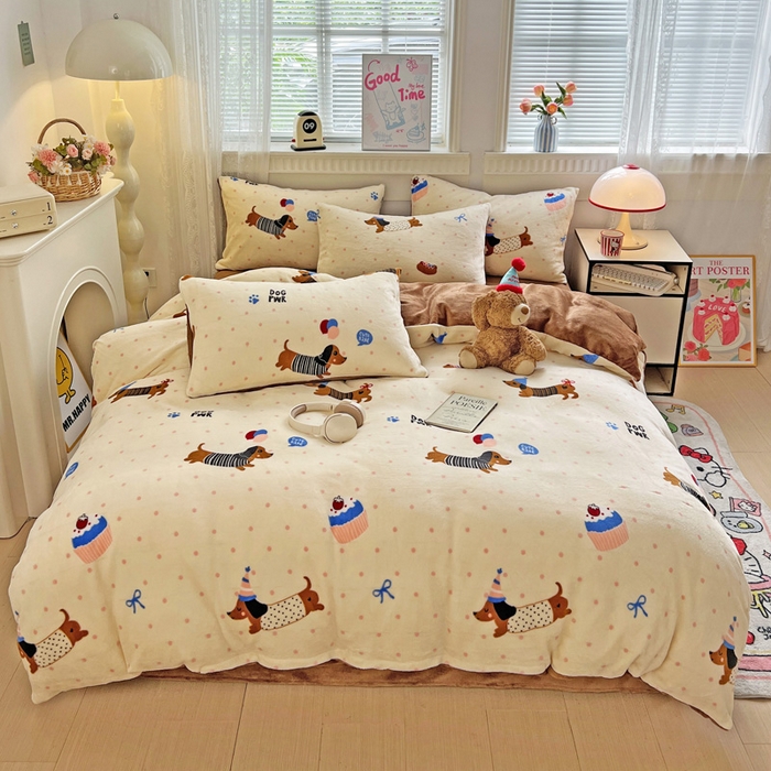 维娜斯家纺 2025新款牛奶绒印花四件套加厚保暖 欢度节日