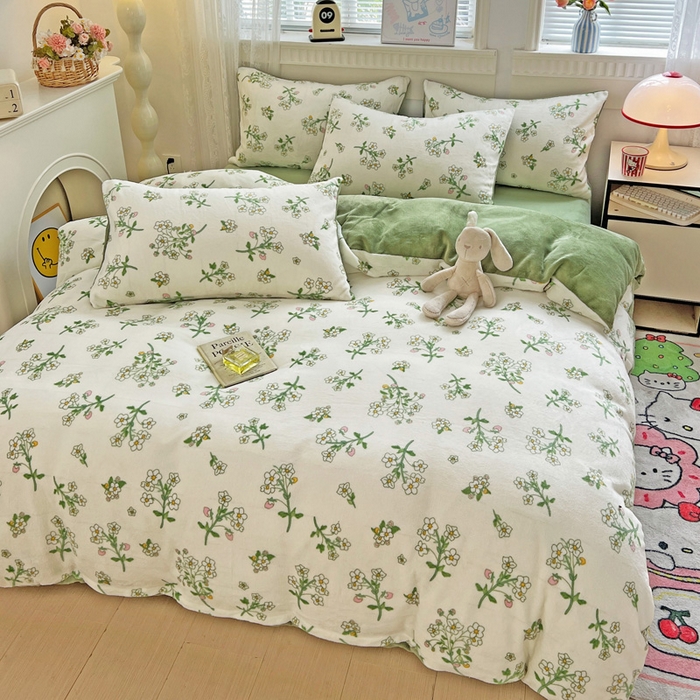 91家纺网 家纺一手货源 找家纺 维娜斯家纺 2025新款牛奶绒印花四件套加厚保暖 仙草