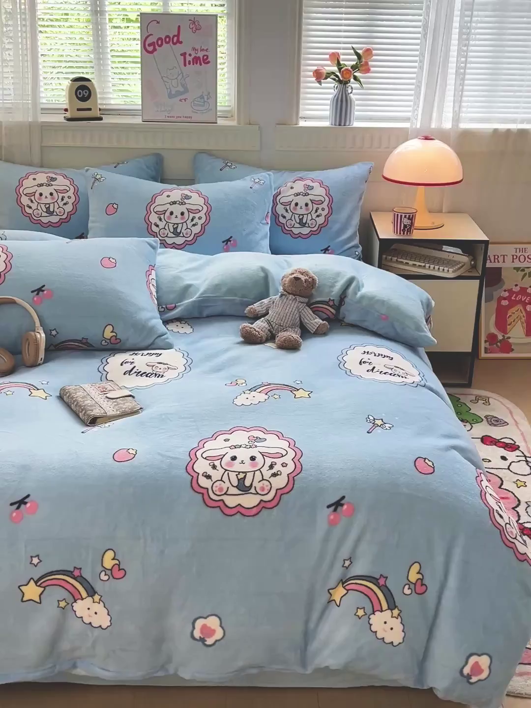 91家纺网 家纺一手货源 找家纺 维娜斯家纺 2025新款牛奶绒印花四件套加厚保暖 萌萌哈奇