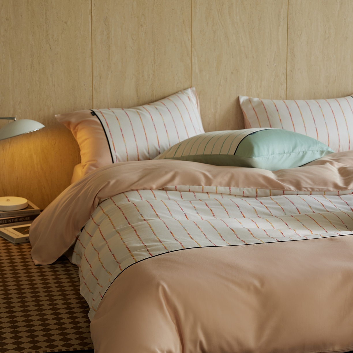 91家纺网 家纺一手货源 找家纺 安莱生活 2025新品天丝棉磨毛四件套-暖漾系列（风格二） 暖漾-粉